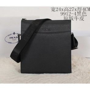 Imitation Prada Calf Leather Messenger Bag 99124 Black VS07295