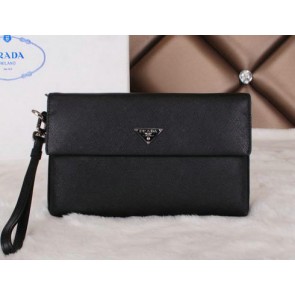 Imitation Prada Saffiano Leather Clutch P6004 Black VS06140