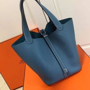 Imitation Quality Hermes Picotin Lock 22 Tote Bag Togo Leather Blue HP1112 VS02002