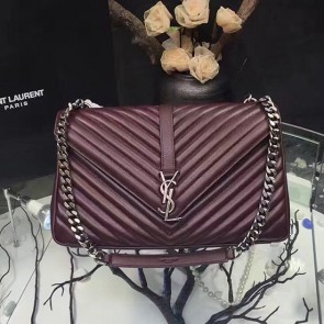 Imitation Saint Laurent Top Handle Bag in Burgundy Matelasse Leather 392738 VS09044