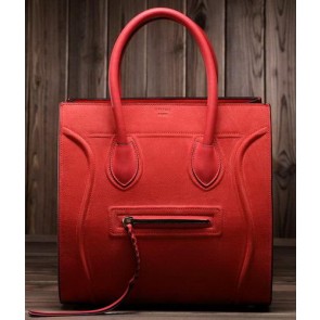 Imitation Top Celine Luggage Phantom Tote Bag Suede Cannage Pattern 3341 Red VS07160