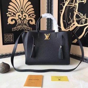 Imitation Top Louis Vuitton Soft Calfskin Lockme Tote Black M54572 VS05153