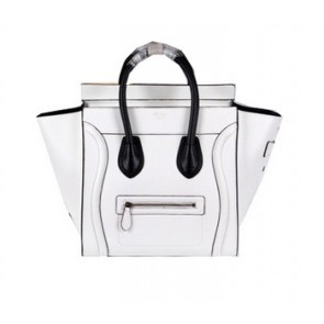 Knockoff Celine Luggage Mini Boston Tote Bags Calfskin Leather CL3308 White VS04339