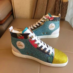 Knockoff Cheap Christian Louboutin Louis Strass Flat Light Blue CL1250 VS03167
