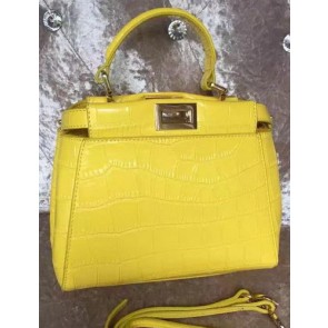Knockoff Cheap Fendi mini Peekaboo Bag Croco Leather F30320 Yellow VS06086