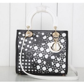 Knockoff Dior Star Cutout Leather Lady Dior Bag D0666 Black VS01793