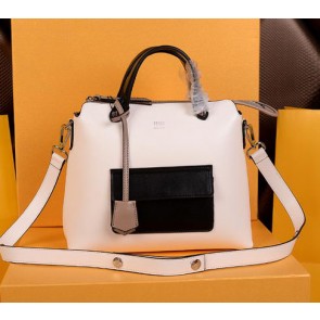 Knockoff Fendi Original Leather Tote Bag with Front Pocket F2351 White VS07920