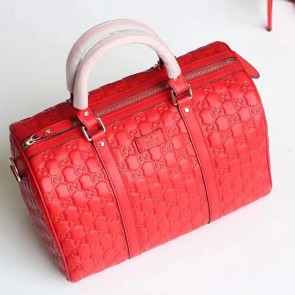 Knockoff Gucci Red Gucci Signature Leather Boston Bag 449646 VS08176