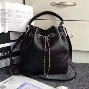 Knockoff High Quality Chanel Original Calfskin Bucket Bag Balck A93597 VS09161