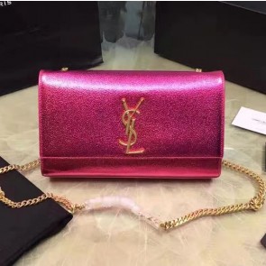 Knockoff Medium Monogram Saint Laurent Tassel Satchel in Rose Metallic Leather 354021 VS05433