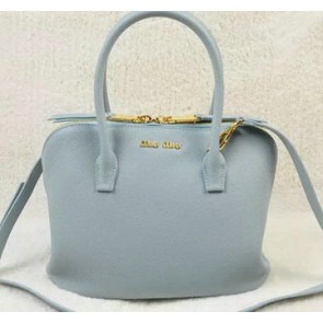 Knockoff miu miu Madras Goat Leather Top Handle Bag RL0097 SkyBlue VS00446