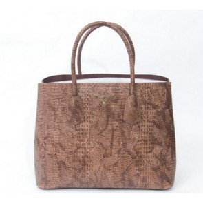 Knockoff Prada Croco Leather Tote Bag BN2761 Brown VS06456