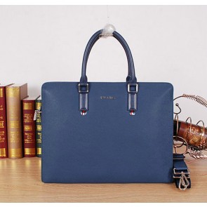 Knockoff Prada Saffiano Leather Briefcase P88931 Blue VS05064