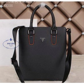 Knockoff PRADA Saffiano Leather Business Tote Bag 500463 Black VS06863