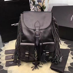 Knockoff Saint Laurent Festival Fringed Backpack Black Y280310 VS00241