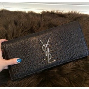 Knockoff YSL Classic Monogramme Tassel Clutch Croco Y311212A Black VS05523