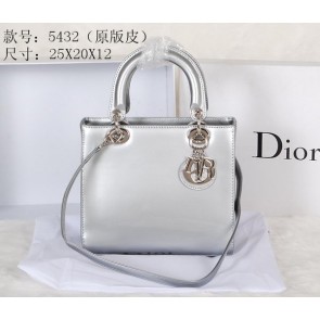 Lady Dior Bags in Patent Leather D5432 Silver VS00278
