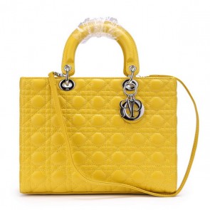 Lady Dior Medium Bag Sheepskin Leather CD6323 Yellow VS08486
