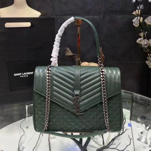 Large Soft Envelope Monogram Saint Laurent Shoulder Bag Green 436694 VS06989