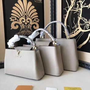 Louis Vuitton Taurillon Leather Capucines PM Grey N92800 VS08350