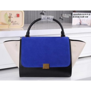 Luxury Celine Trapeze Bag Suede Leather CL6608 Blue&Black&White VS09424