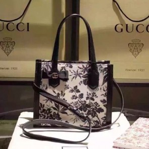 Luxury Gucci Arabesque Canvas Tote Bag Black 443089 VS05823