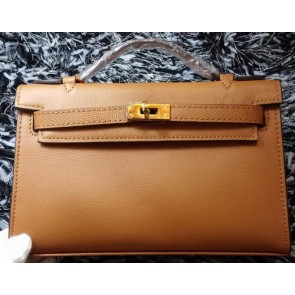 Luxury Hermes MINI Kelly 22cm Tote Bag Calf Leather K011 Wheat VS02553