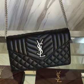 Medium Monogram Saint Laurent Satchel in Black Matelasse Leather Y221260 VS07024