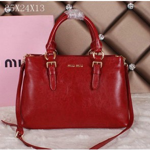 miu miu Bright Leather Tote Bag 88111 Red VS03389