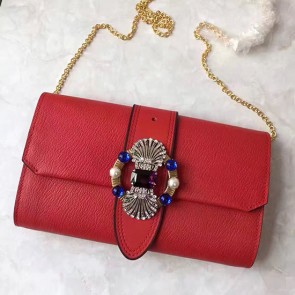 Miu Miu Crystal Goat Leather Clutch Bag Red 5BF041 VS08248