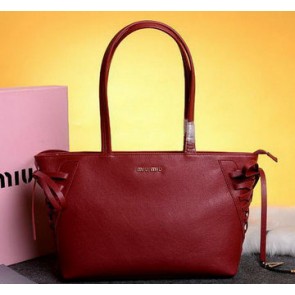 miu miu Grainy Leather Tote Bag 86333 Red VS09419