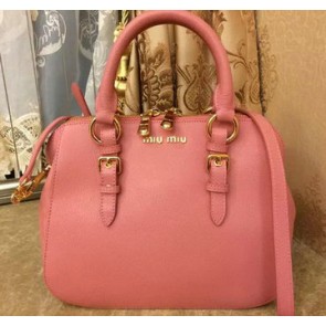 miu miu Madras Goat Leather Top-handle Bag RL0063 Pink VS00696