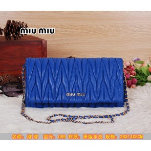 miu miu Matelasse Leather Flap Shoulder Bag BL089 Royal VS05496