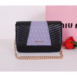 miu miu Matelasse Leather Flap Shoulder Bag BL6557 Lavender VS08541