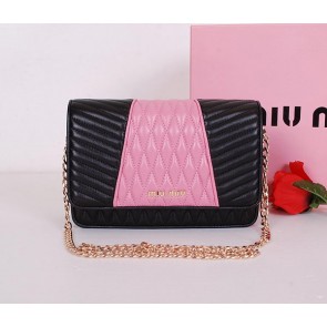 miu miu Matelasse Leather Flap Shoulder Bag BL6557 Pink VS08590