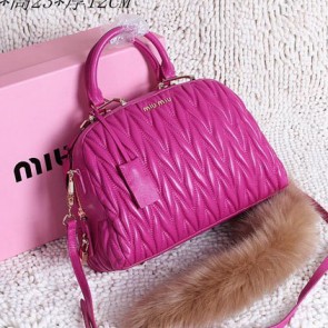 miu miu Matelasse Nappa Leather Top-handle Bag M1020 Rose VS08485