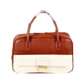 miu miu Original Goat Leather Tote Bag RT0093 White&Brown VS09021