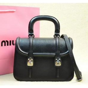 miu miu Original Leather Tote Bag RN1068 Black VS01415