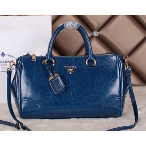 Prada Bright Leather Boston Bag BN6260 Blue VS08815