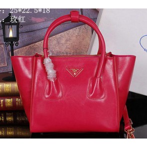 Prada Bright Leather Tote Bag BN2625 Rose VS06971