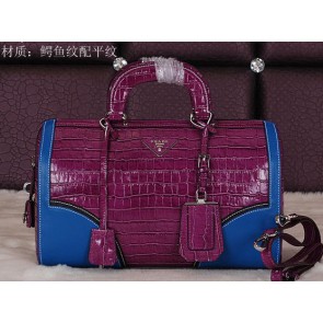 Prada Croco Leather Boston Bag BN8096 Purple VS02191