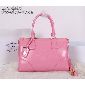 Prada Iridescent Leather Boston Bag BN2318 Pink VS06866