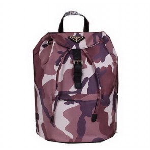 Prada Microfiber Nylon Drawstring Backpack Bag BZ032 Brown VS05051