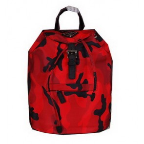 Prada Microfiber Nylon Drawstring Backpack Bag BZ032 Red VS09673