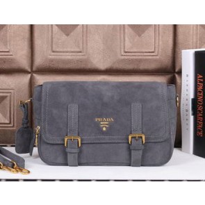 Prada Nubuck Leather Messenger Bag BN0861 Grey VS03248