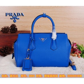 Prada Original Grainy Leather Boston Bags BN6804 Blue VS06507