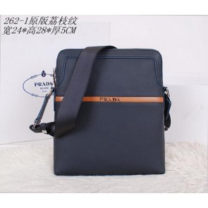 Prada Original Grainy Leather Messenger Bag P2621 Blue VS03759