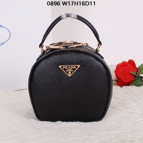 Prada Saffiano Leather Hobo Bag BL0896 Black VS08461