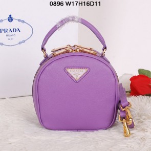 Prada Saffiano Leather Hobo Bag BL0896 Purple VS01156