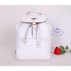 Prada Soft Calf Leather Backpack BZ032L White VS01024